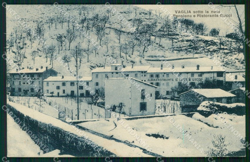 Firenze Vaglia Nevicata Pensione Ristorante Gucci cartolina RT2703 – fronte