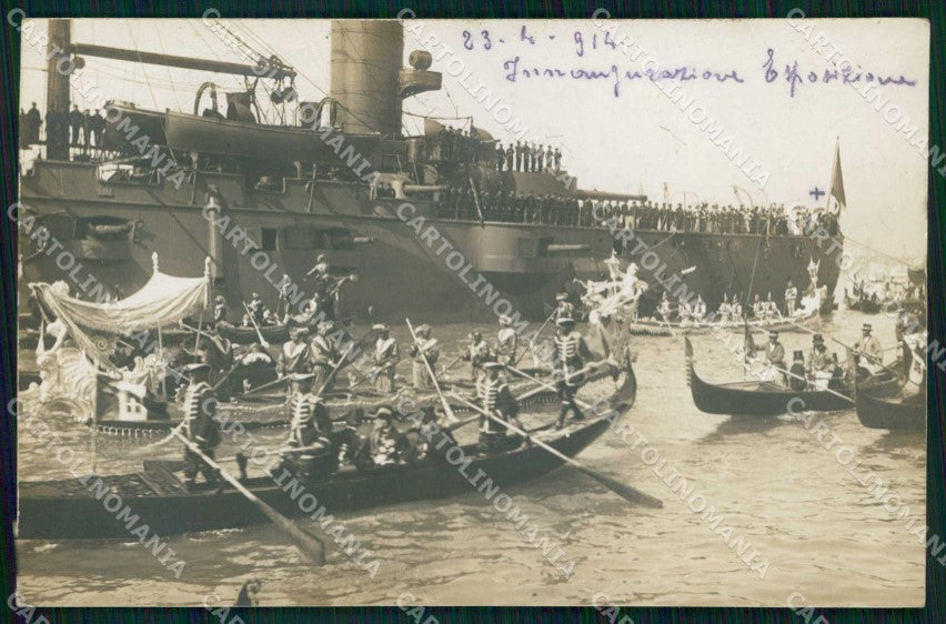 Venezia Città Inaugurazione Navale Incrociatore Barche Foto cartolina RT2731 – fronte