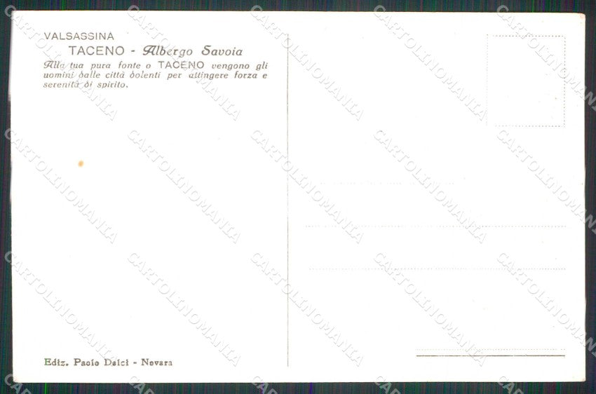Lecco Taceno Valsassina Albergo Savoia Foto cartolina RT2754 – retro
