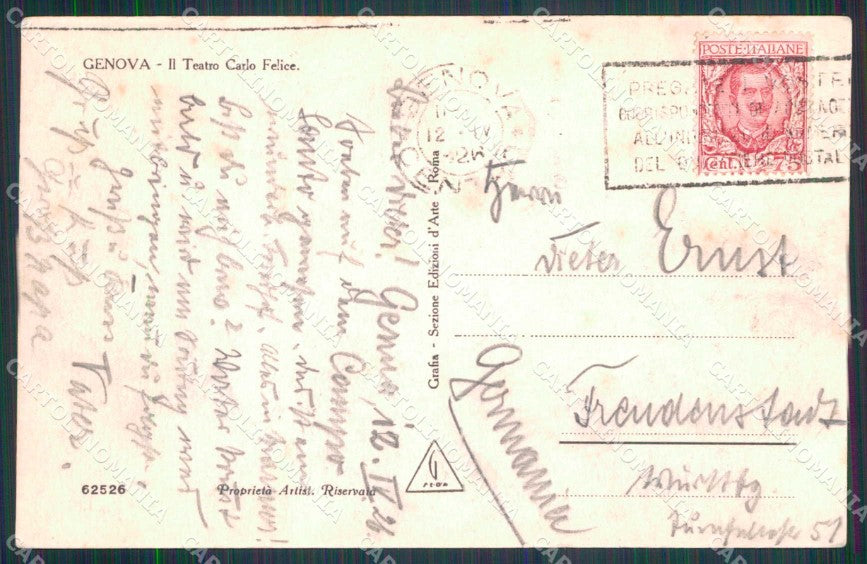 Genova Città Teatro Carlo Felice Foto cartolina RT2767 – retro