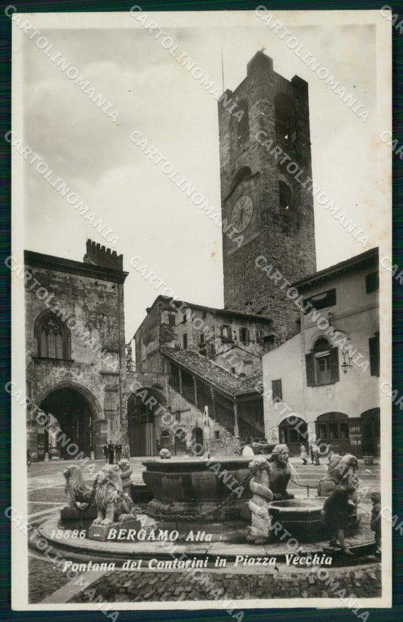 Bergamo Città Fontana del Contarini Piazza Vecchia Foto cartolina RT2787 – fronte