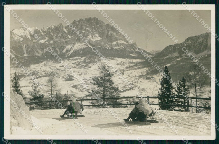 Belluno Cortina d'Ampezzo Bambini su Slittini Zardini Foto cartolina RT2814 – fronte