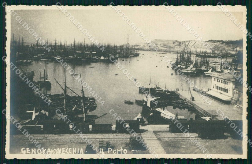 Genova Città Porto con Barche Foto cartolina RT2827 – fronte