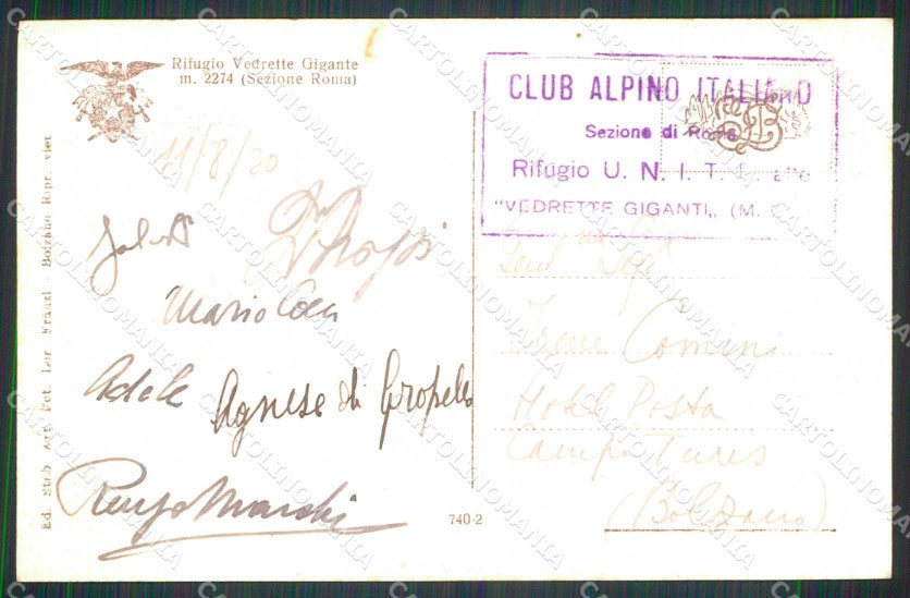 Bolzano Campo Tures Rifugio Vedrette Gigante Franzl 740 2 Foto cartolina RT2851 – retro