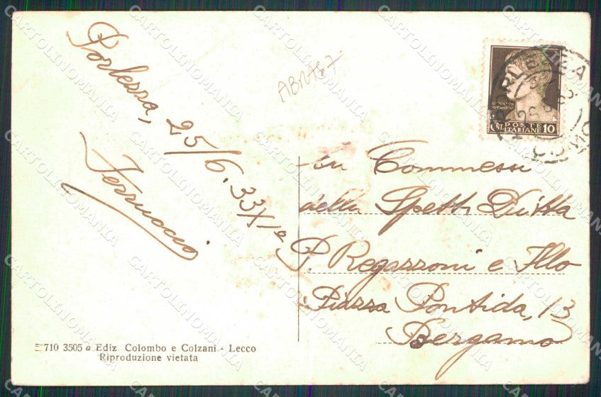 Como Porlezza Veduta dal Lago ABRASA cartolina RT2862 – retro