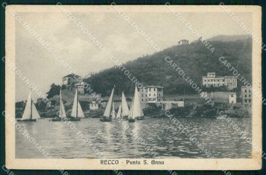 Genova Recco Punta Sant'Anna Barche PIEGHINA cartolina RT2871 – fronte