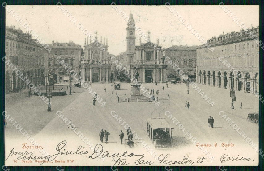 Torino Città Piazza San Carlo Tram cartolina RT2875 – fronte