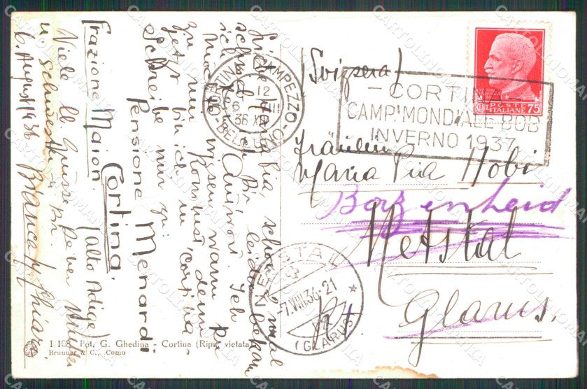 Belluno Cortina d'Ampezzo Monte Cristallo Brunner 1 108 cartolina RT2905 – retro