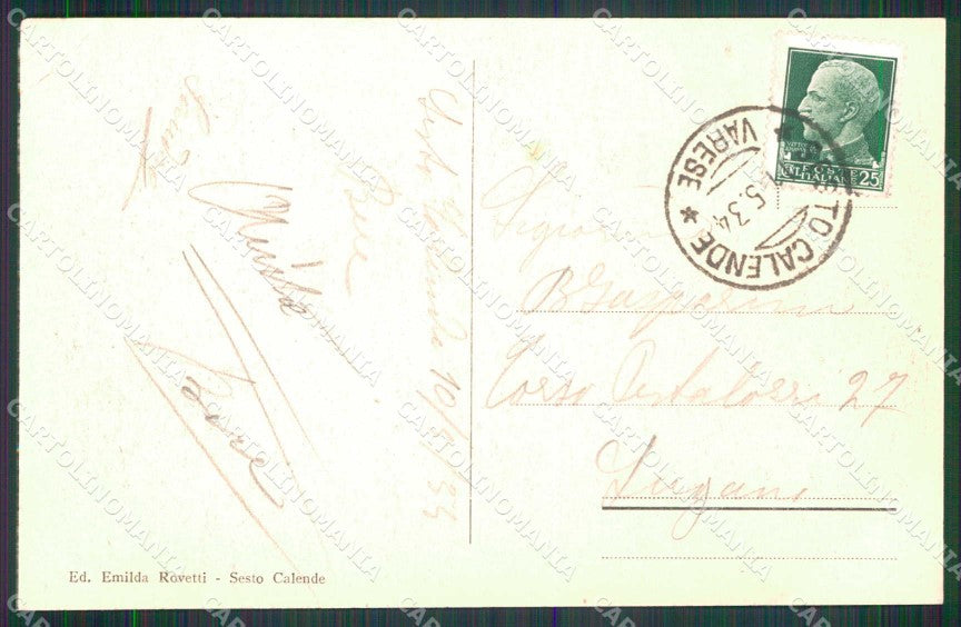 Varese Sesto Calende Piazza Garibaldi Aviazione PIEGHINE cartolina RT2911 – retro