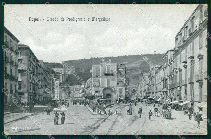 Napoli Città Strada Piedigrotta Tram Mergellina Alterocca 1752 cartolina RT2931 – fronte