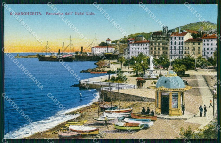 Genova Santa Margherita Ligure Spiaggia con Barche Finzi 4248 cartolina RT2932 – fronte