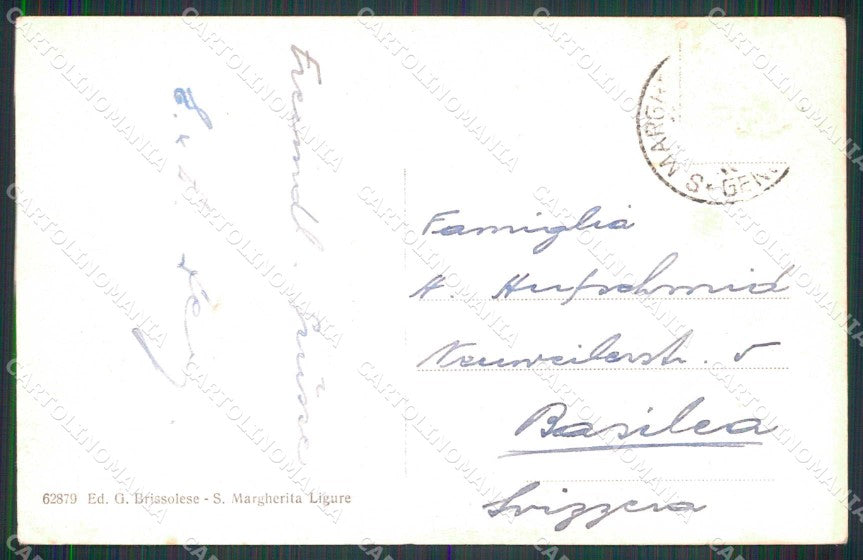 Genova Santa Margherita Ligure Saluti da Piazza Garibaldi cartolina RT2937 – retro