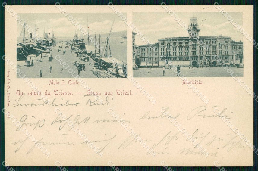 Trieste Città Saluto da Municipio Molo San Carlo Stengel 4154 cartolina RT2969 – fronte