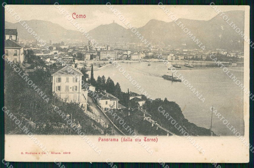 Como Città Veduta Lago Barche Modiano 4919 cartolina RT2977 – fronte
