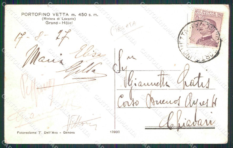 Genova Portofino Vetta Panorama Ovest PIEGATA cartolina RT3015 – retro