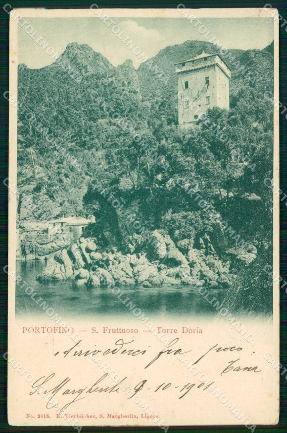 Genova Portofino San Fruttuoso Torre Doria STRAPPINI PIEGA cartolina RT3016 – fronte