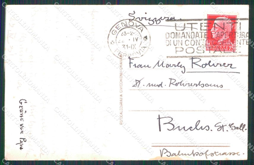 Genova Portofino Pini nella Strada cartolina RT3025 – retro