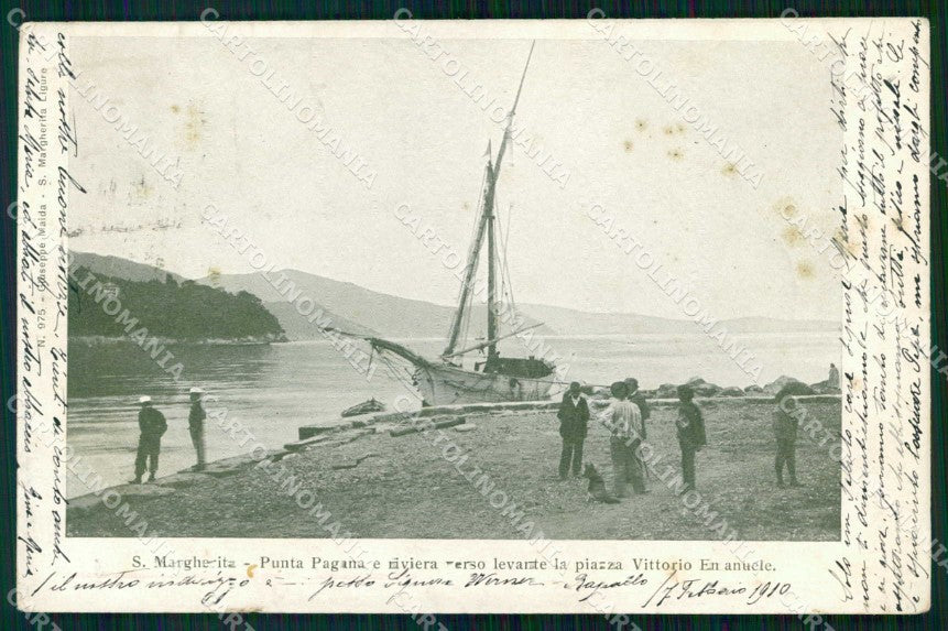 Genova Santa Margherita Ligure Punta Pagana Barca ABRASA cartolina RT3076 – fronte