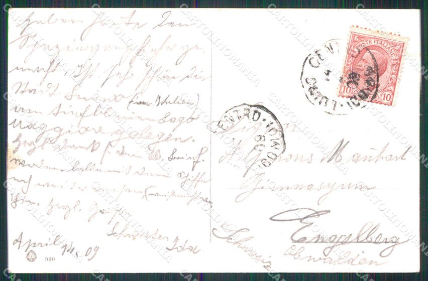 Varese Luino Lago Maggiore Barche Treno Brunner 990 cartolina RT3090 – retro
