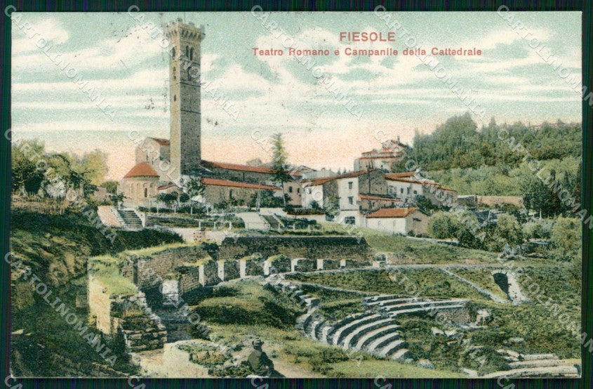 Firenze Fiesole Teatro Romano Campanile Cattedrale PIEGHINA cartolina RT3094 – fronte