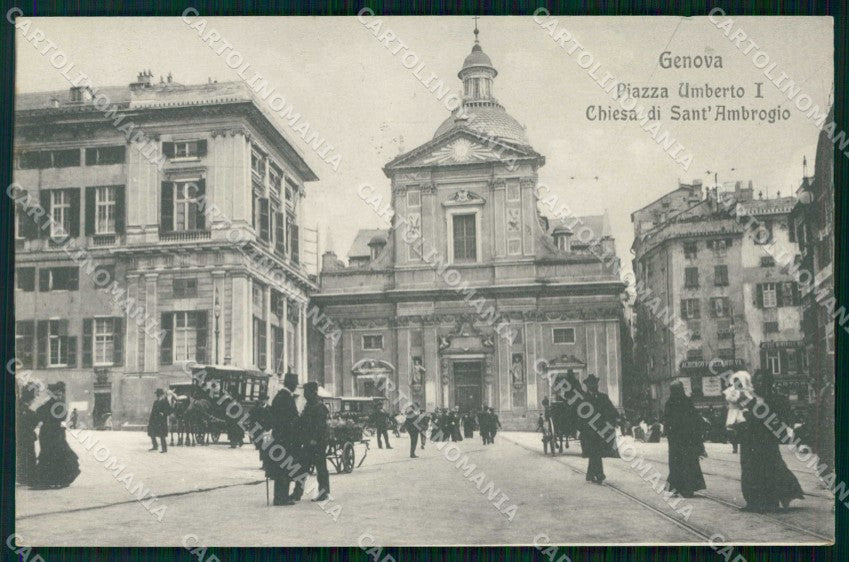 Genova Città Piazza Umberto I Chiesa Sant'Ambrogio cartolina RT3102 – fronte
