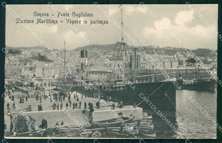 Genova Città Ponte Guglielmo Vapore in Partenza cartolina RT3105 – fronte