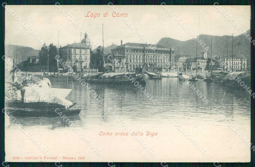 Como Città Veduta dalla Diga Lago Barche cartolina RT3116 – fronte