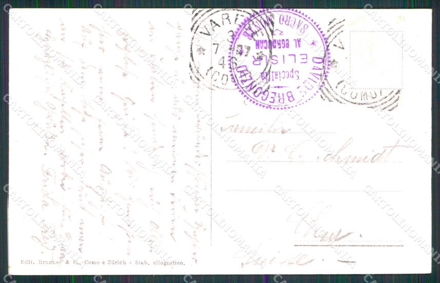 Varese Città Madonna del Monte Brunner 3010 cartolina RT3123 – retro