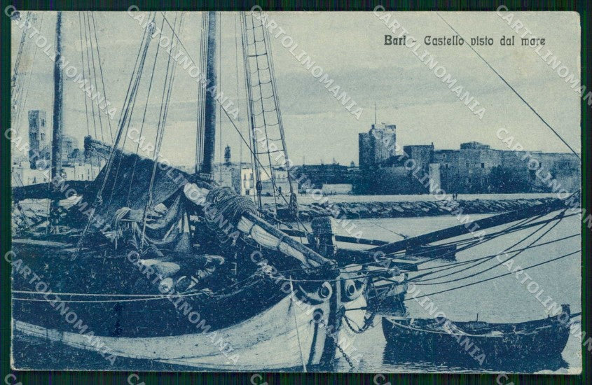 Bari Città Castello Visto dal Mare Barche ABRASA cartolina RT3133 – fronte