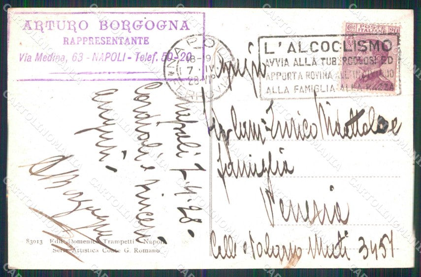 Napoli Città Vesuvio Barche Chiaro di Luna cartolina RT3136 – retro
