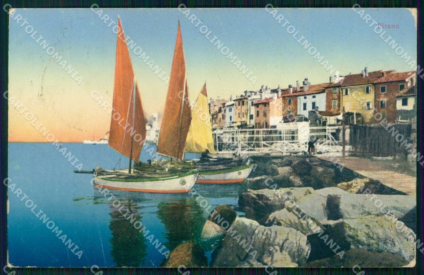 Slovenia Pirano Barche cartolina RT3153 – fronte