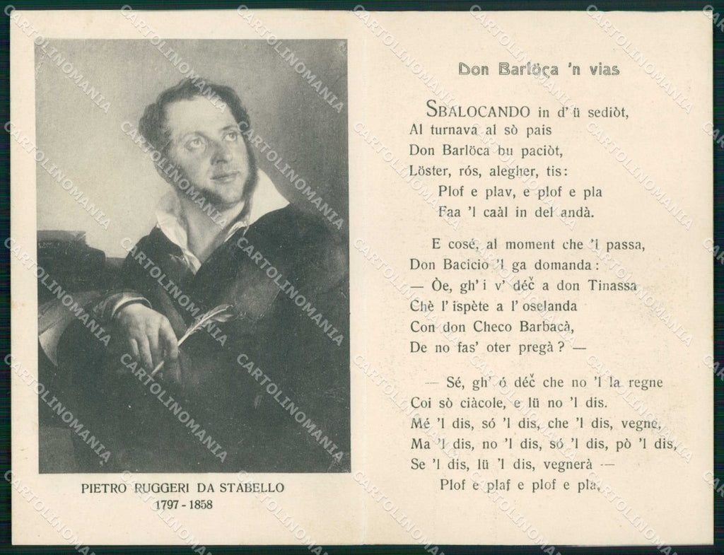 Bergamo Zogno Stabello Pietro Ruggeri Poeta Vernacolo cartolina RT3175 – fronte