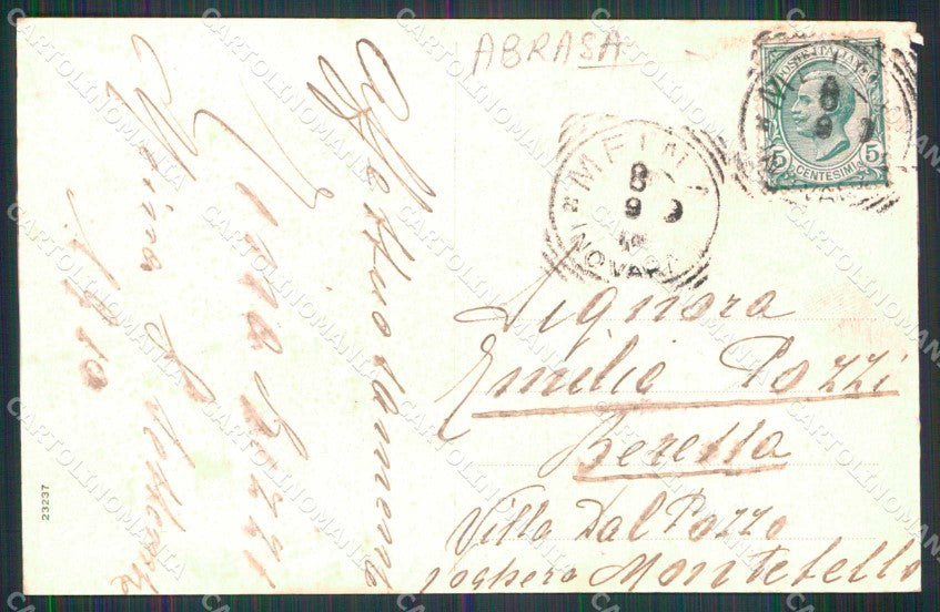 Novara Meina Lago Maggiore Villa Faraggiana ABRASA cartolina RT3182 – retro