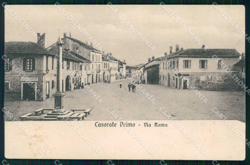 Pavia Casorate Primo Via Roma ABRASA cartolina RT3285 – fronte