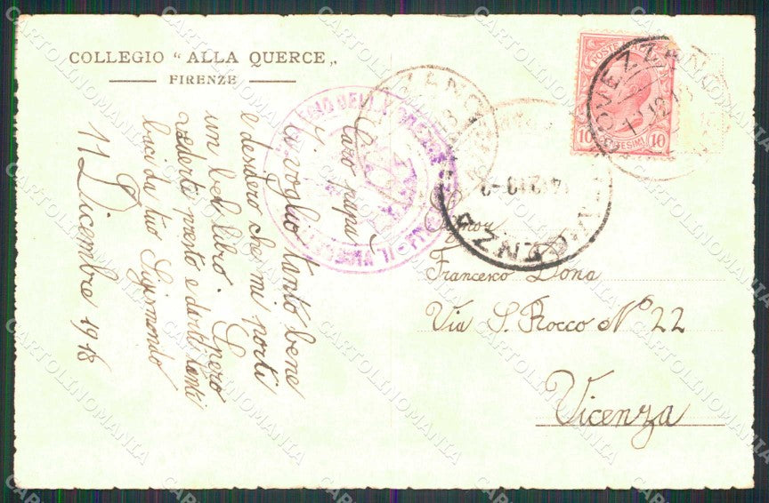 Firenze Città Rovezzano Collegio Querce Rettore Convittori cartolina RT3288 – retro