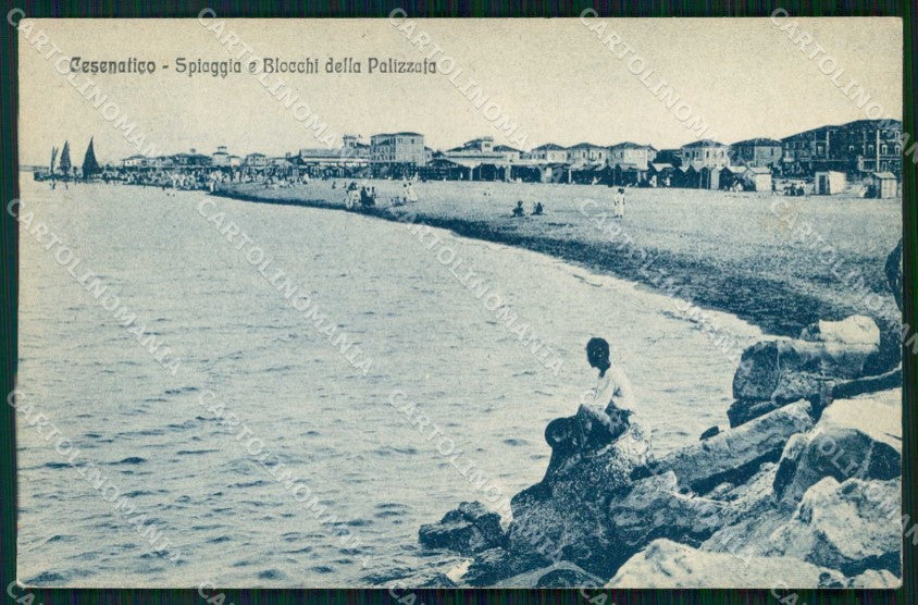 Forlì Cesenatico Spiaggia Blocchi Palizzata cartolina RT3329 – fronte