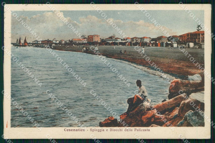 Forlì Cesenatico Spiaggia Blocchi Palizzata cartolina RT3330 – fronte