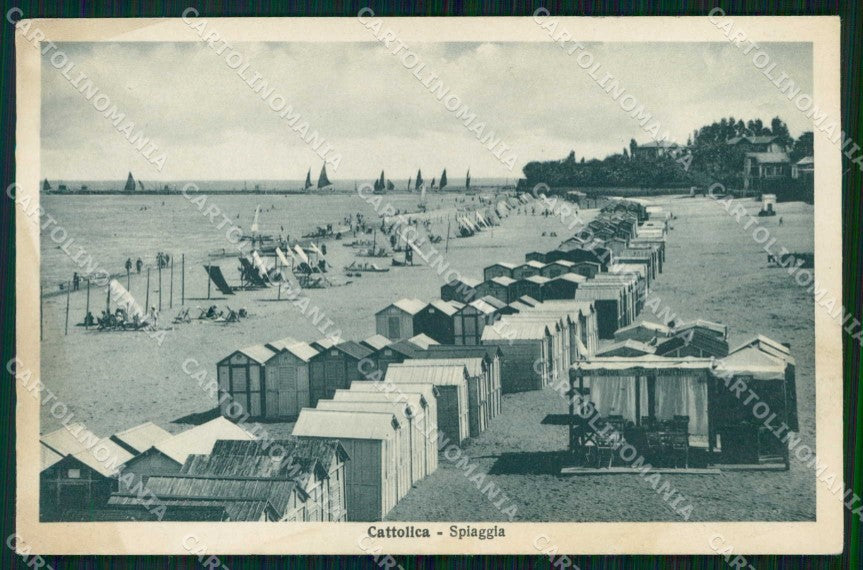Rimini Cattolica Spiaggia ABRASA SCOLLATA cartolina RT3344 – fronte