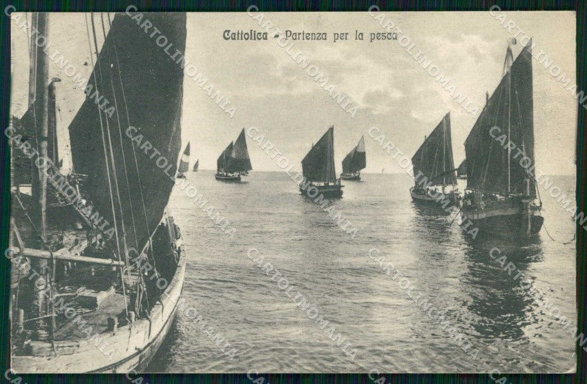 Rimini Cattolica Barche Partenza per la Pesca cartolina RT3345 – fronte