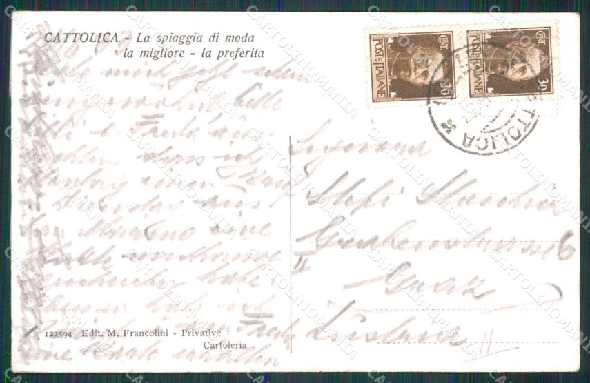 Rimini Cattolica Ridente Spiaggia cartolina RT3346 – retro