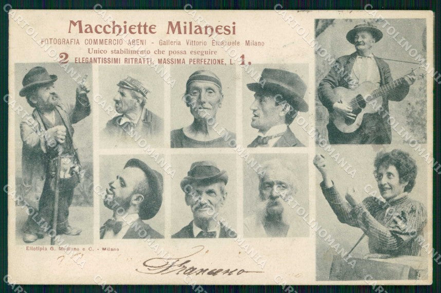 Milano Città Macchiette Milanesi Modiano ABRASA cartolina RT3349 – fronte