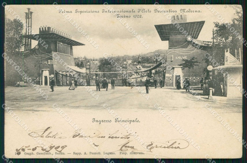 Torino Città Esposizione Arte Decorativa Moderna Ingresso cartolina RT3366 – fronte