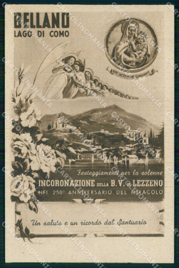 Lecco Bellano Lezzeno Saluto Ricordo da Santuario ABRASA cartolina RT3369 – fronte