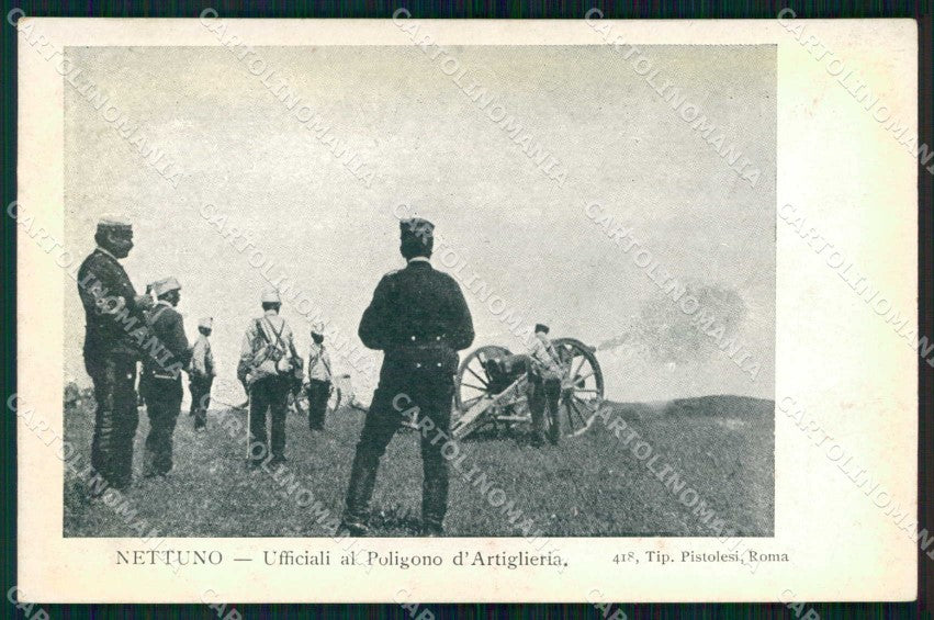 Roma Nettuno Poligono d'Artiglieria Ufficiali Militari cartolina RT3379 – fronte