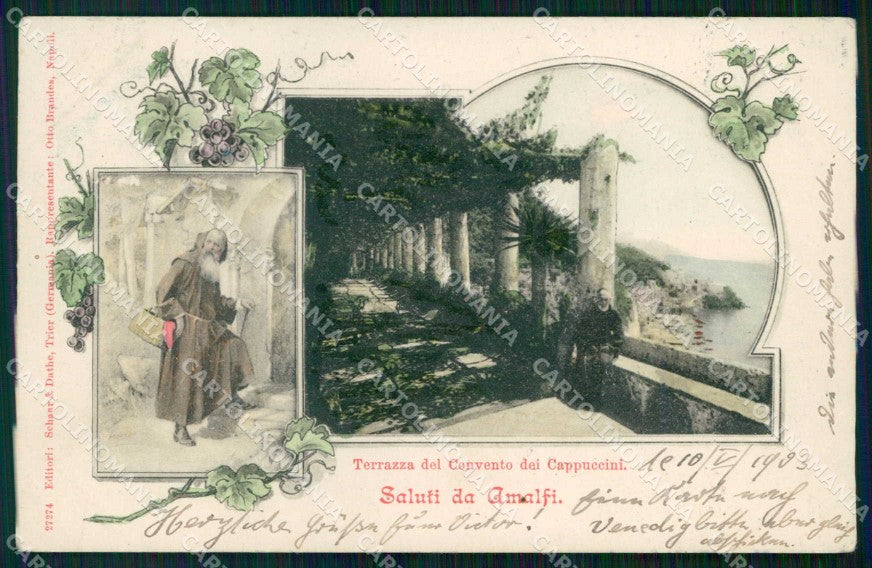 Salerno Amalfi Saluti da Terrazza Convento Cappuccini cartolina RT3407 – fronte
