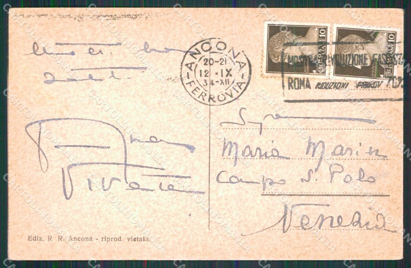 Ancona Città Palazzo Poste Telegrafi cartolina RT3415 – retro