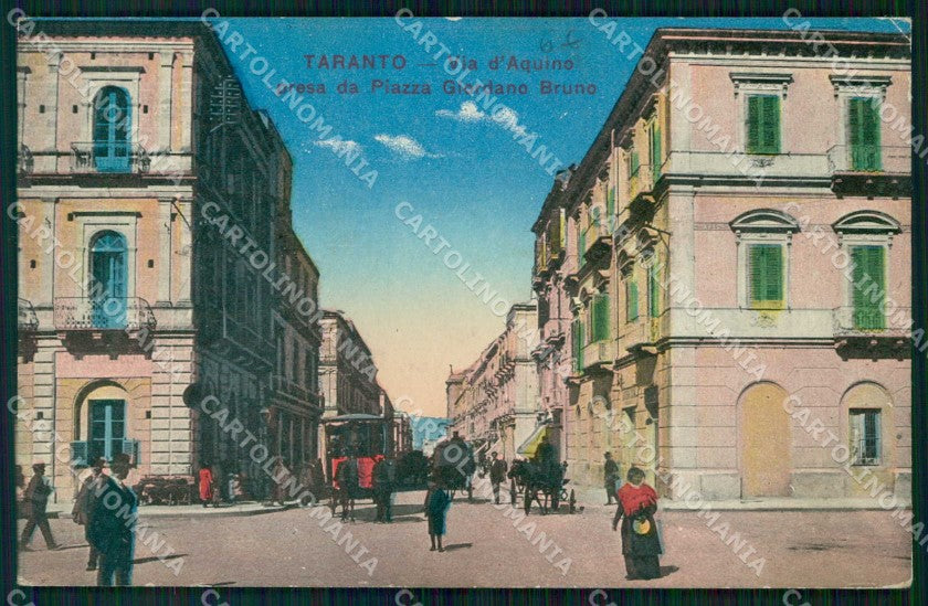 Taranto Città Via d'Aquino da Piazza Giordano Bruno Tram cartolina RT3441 – fronte