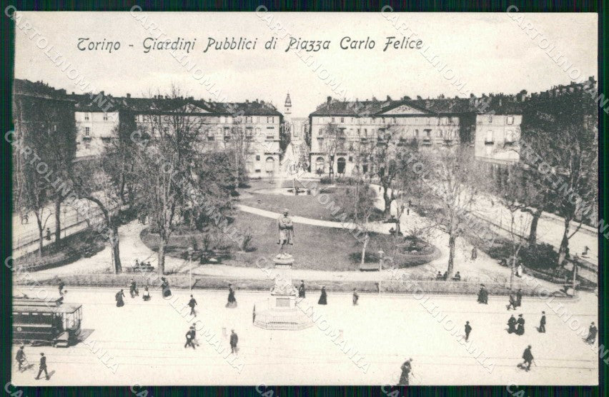 Torino Città Giardini Pubblici Tram Piazza Carlo Felice cartolina RT3463 – fronte