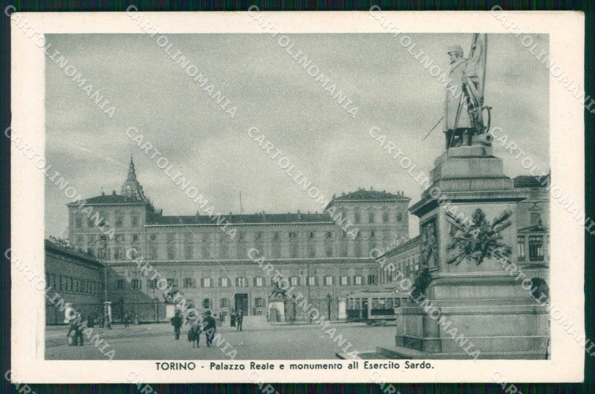 Torino Città Palazzo Reale Monumento all'Esercito Sardo Tram cartolina RT3470 – fronte