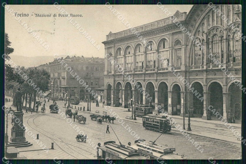 Torino Città Stazione di Porta Nuova Tram Brunner 12419 cartolina RT3478 – fronte